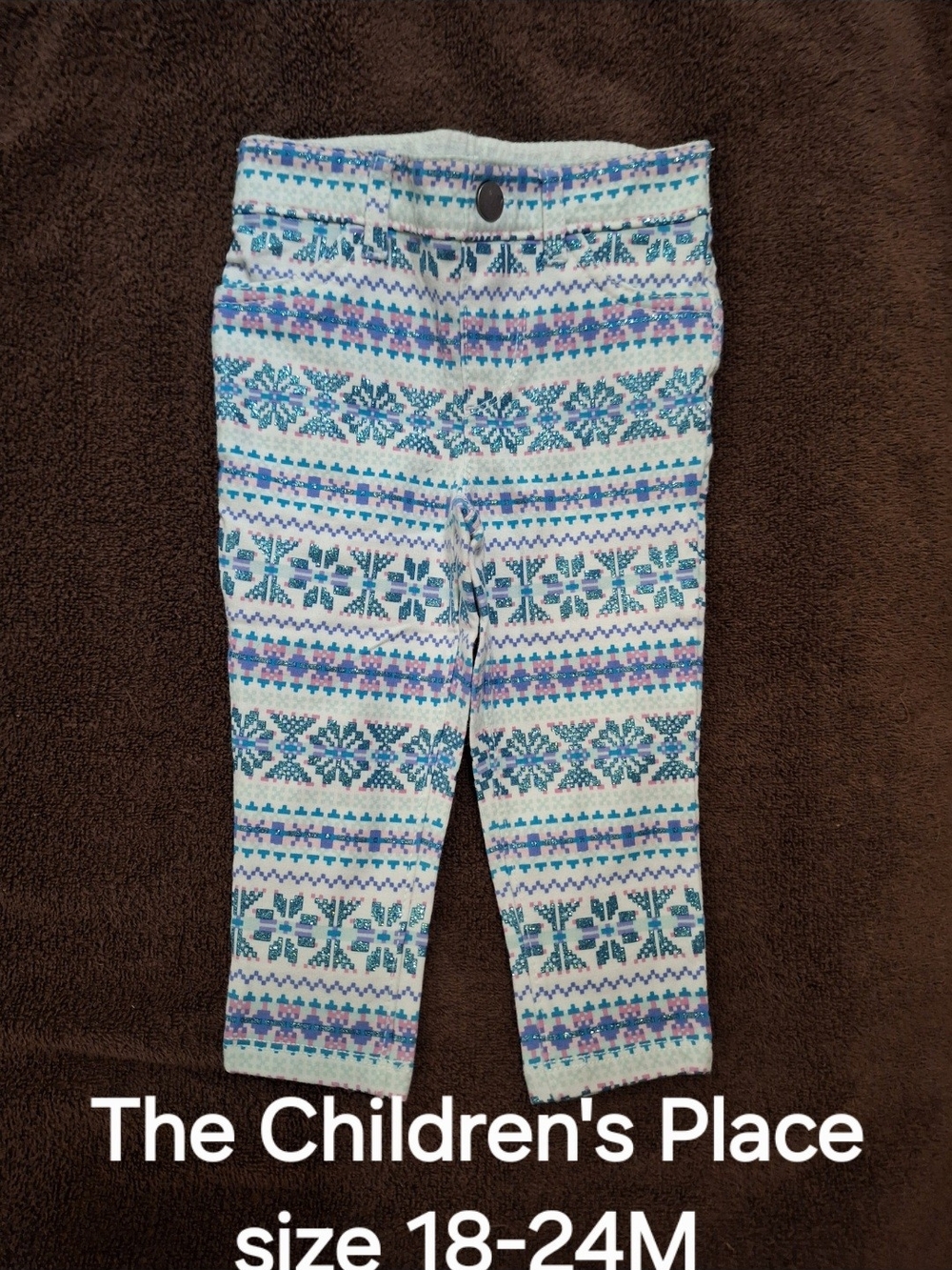 White with Fair Isle Pattern Pants - Blue, Purple, White